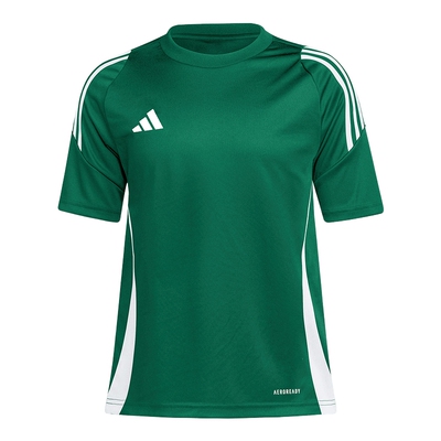 adidas阿迪达斯男大童运动速干足球风深绿舒适上衣T恤短袖IS1028