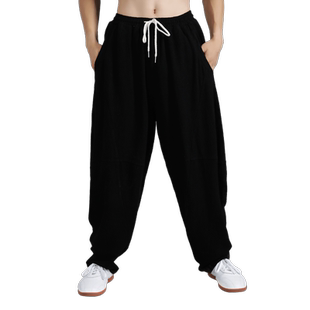 新款太极裤女太极拳棉麻裤武术训练裤男太极练功裤运动裤武士龙