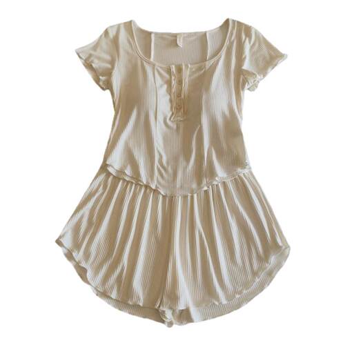 带胸垫睡衣女夏季莫代尔短袖短裤纯欲风可外穿纯棉网红家居服套装