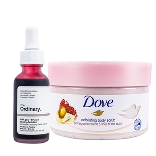 The ordinary果酸水杨酸精华+多芬磨砂膏祛痘去鸡皮刷身体背部