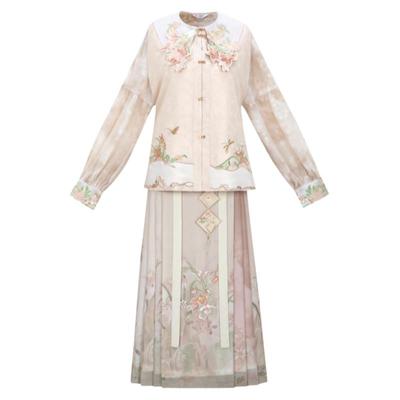 贴布绣工艺汉服立领衫马面裙