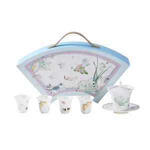 八义陶瓷稚狸戏蝶茶具套装
