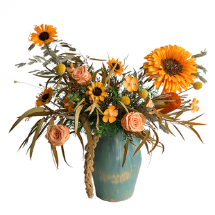 干花花束 高级感油画质感永生玫瑰花向日葵前台装饰花新年年宵花