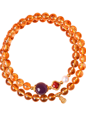 山川心语黄紫水晶双圈招财手串