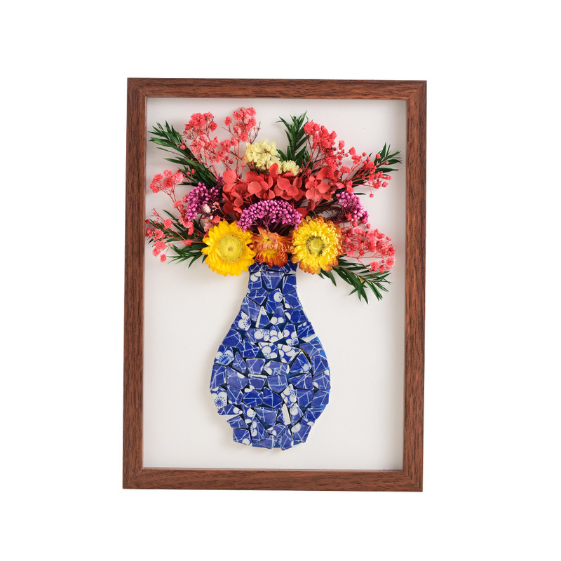 非遗手工青花瓷陶瓷画永生花相框摆件diy材料中秋节沙龙活动礼物