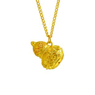老庙黄金足金999花丝葫芦项链福禄双全事业有成东方美学时尚百搭