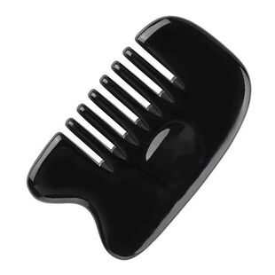 张秀琴全息 加厚圆润6齿纯天然黑水牛角头部刮痧板梳子