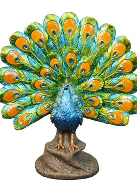 欧式创意孔雀摆件轻奢客厅装饰品