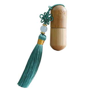 可定制LOGO流苏竹木外壳玻璃内胆精油香水分装滚珠瓶空瓶2ml5ml