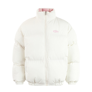 INSstudios 国潮牌情侣美式格子假两件棉服宽松保暖棉衣加厚外套