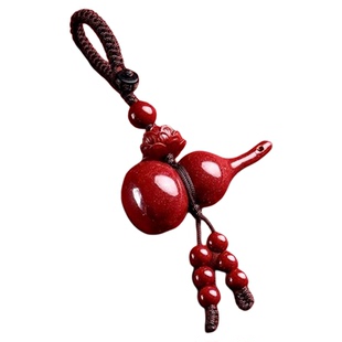 朱砂葫芦吊坠钥匙扣福禄葫芦莲花钥匙扣吊坠挂件本命年低含量装饰