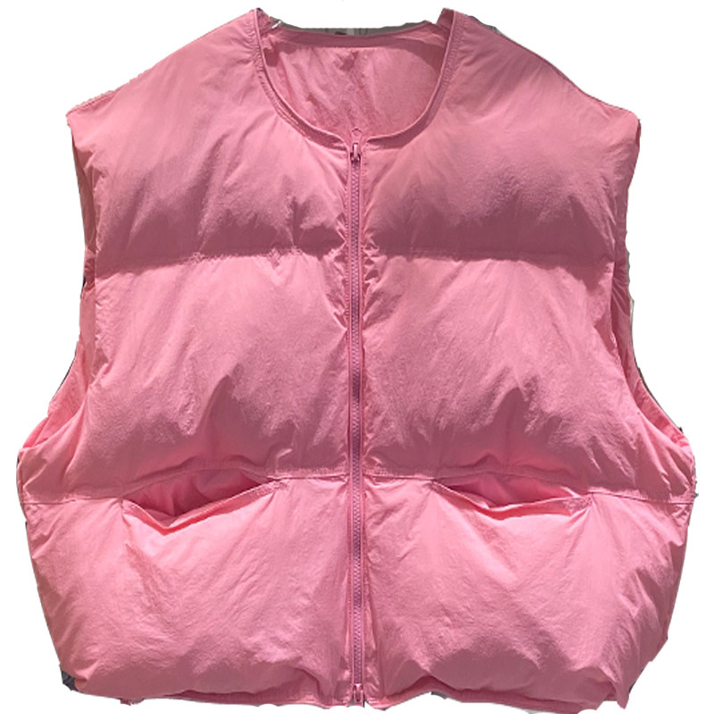 2024冬季新款羽绒服女马甲短款圆领加厚宽松背心坎肩白鸭绒外套