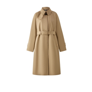 【无氟防水】Eland衣恋风衣女翻领收腰长款插肩袖外套2025冬新款