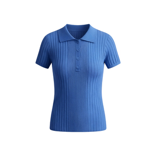 Yuyueer 莱赛尔POLO领短袖针织衫女夏季韩版简约百搭修身显瘦上衣