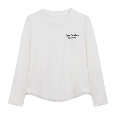 春秋新款圆领印花长袖T恤女宽松显瘦时尚内搭打底衫遮肚上衣体恤