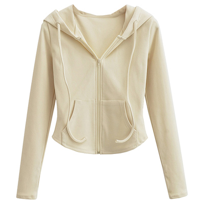 美式短款连帽卫衣短外套