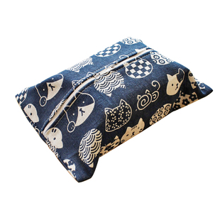 和风棉麻纸巾袋挂绳款抽纸收纳袋汽车抽纸袋家用双层纸巾盒纸巾套