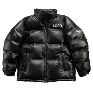 出口冬男女情侣款南面进口绵羊皮羽绒服立领加厚真皮鹅绒服皮衣
