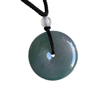 缅甸A货翡翠烟紫飘花平安扣挂件