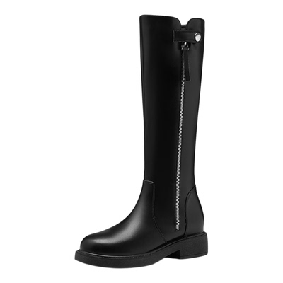 卓诗尼厚底小个子长筒靴子女2025新款秋冬保暖加绒英伦高筒骑士靴
