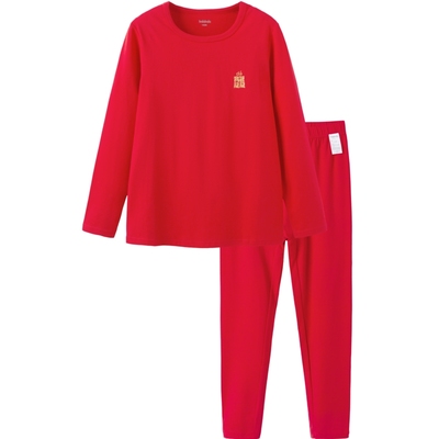 巴拉巴拉男童秋衣秋裤儿童本命年红色内衣套装中大童宝宝睡衣保暖