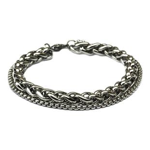 钛钢素款手链男士双层手环情侣款礼物龙骨链手饰个性百搭配饰潮流