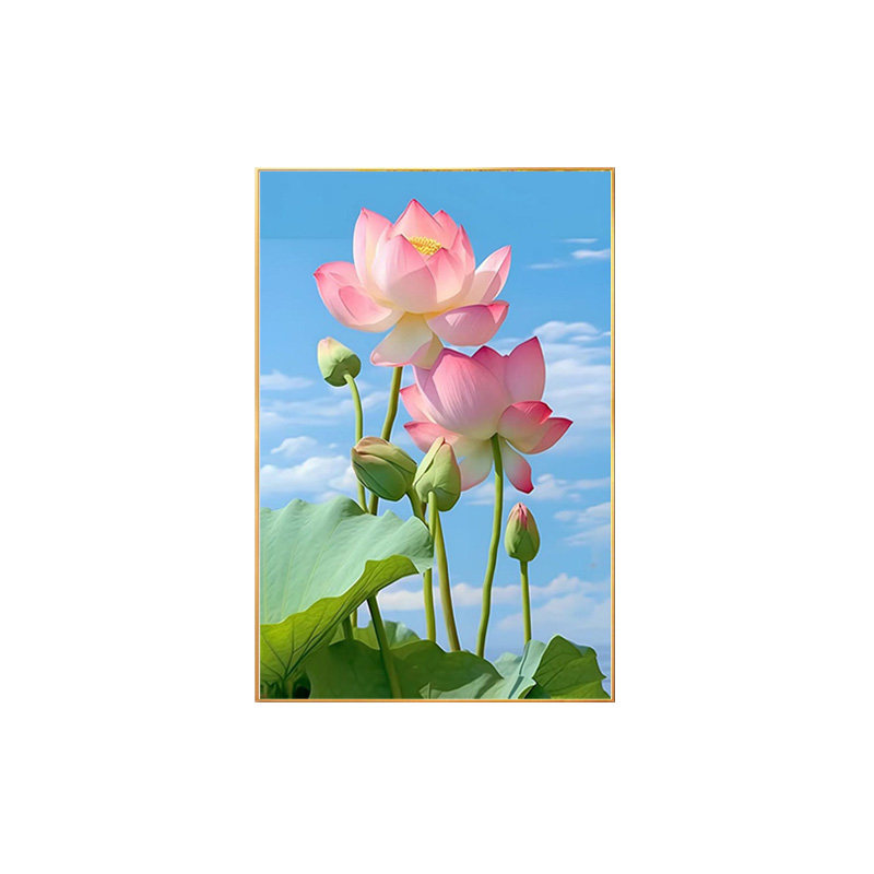 荷花玄关装饰画现代简约入户