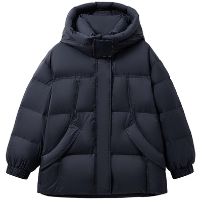 爱居兔基础中长款保暖羽绒服2025年冬季新款女通勤保暖加厚冬外套