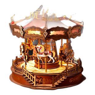 若来旋转木马音乐盒diy手工八音盒创意生日新年礼物送女友朋友