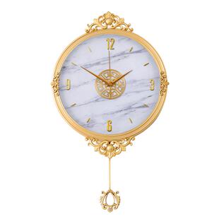 黄铜轻奢挂钟客厅家用时尚高档钟表新款大气静音欧式时钟表挂墙