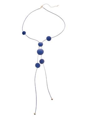 蓝调时刻~克莱因蓝色圆片项链夏季度假风锁骨链精致时尚项饰