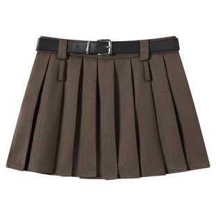 DDXZ夕子 韩系学院风短款高腰显瘦百褶裙百搭A字半身裙小个子女