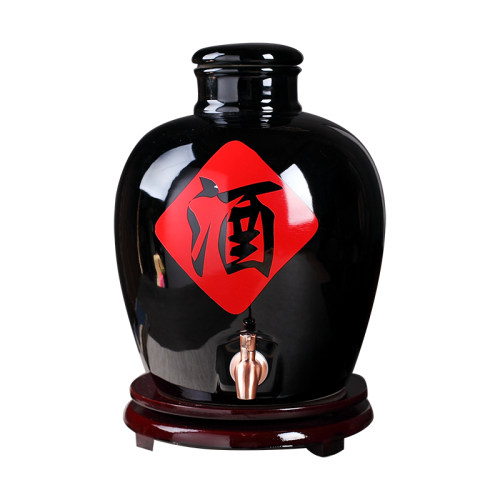 景德镇陶瓷酒坛子10斤20斤30斤50斤酒缸黑色罐密封家用泡酒瓶精致