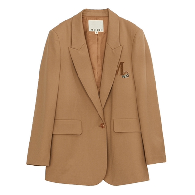 谜底西装外套女秋季款通勤风字母刺绣百搭宽松西服247MW5020