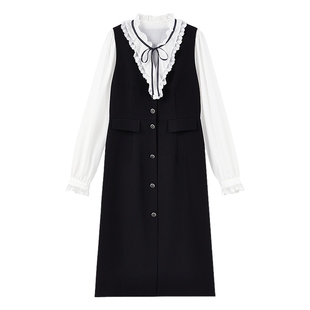 秋水伊人赫本风时尚复古背心裙两件套2026年春季新款收腰优雅套装