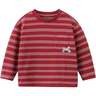 [骏马福裳抗菌]齐齐熊宝宝打底衫冬款男童新年t恤红色儿童拜年服