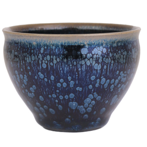 Lot.S45孤品 | 满蓝油滴带蓝毫缸杯型建盏主人杯  茶杯盏杯侘寂杯