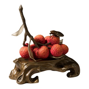 铜师傅《名利双收》客厅桌面铜荔枝摆件 家居装饰工艺品 开业礼物