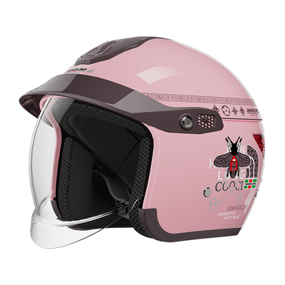 君豪龙3C认证内推式镜片头盔男女士电动摩托车四季通用半盔安全帽