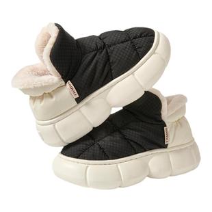 厚底雪地鞋女款2024新款秋冬家居防水包跟外穿保暖防滑毛绒棉拖鞋