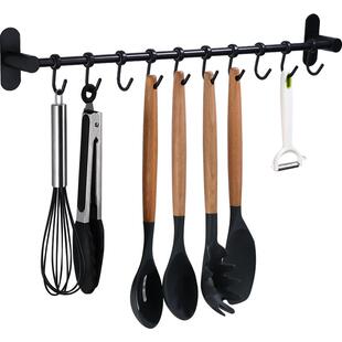 免钉挂杆黑色厨房挂架神器挂钩架家用横杆免打孔挂钩活动排钩勺子