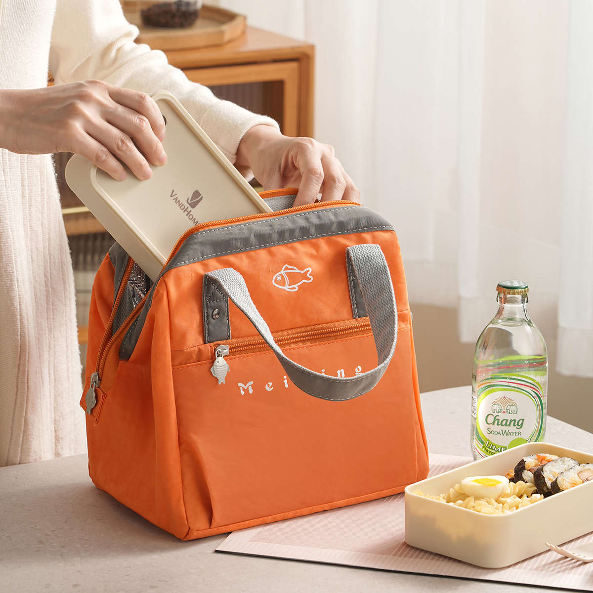 日式饭盒手提包上班族大容量饭盒袋加厚铝箔保温包学生手拎便当包