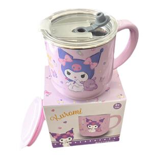 酷洛米儿童不锈钢水杯牛奶杯内不锈钢外塑食品级卡通吸管牛奶杯