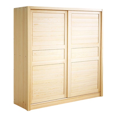 现代实木大衣柜移门松木推拉门儿童成人原木环保收纳卧室趟门