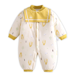 新生婴儿衣服冬季宝宝连体衣冬装加厚拜年服纯棉保暖月子男女哈衣