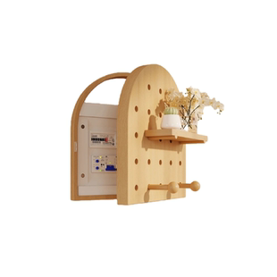 电表箱洞洞板奶油风置物架遮丑定制实木入户门墙上挂板遮挡造型墙