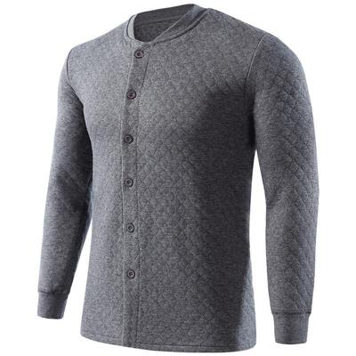 ab内衣男士保暖上衣三层夹棉立领