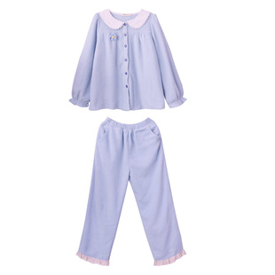 FishHome原创婴儿蓝娃娃领保暖摇粒绒加绒长袖长裤家居服套装2025