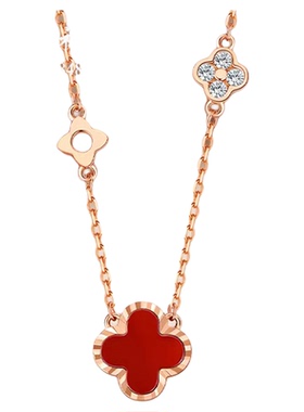 老凤祥999足银纯银四叶草项链女