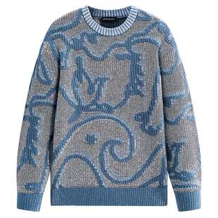 【商场同款】太平鸟男装 2026年春季新款复古花纹毛衫男B1EBG1218